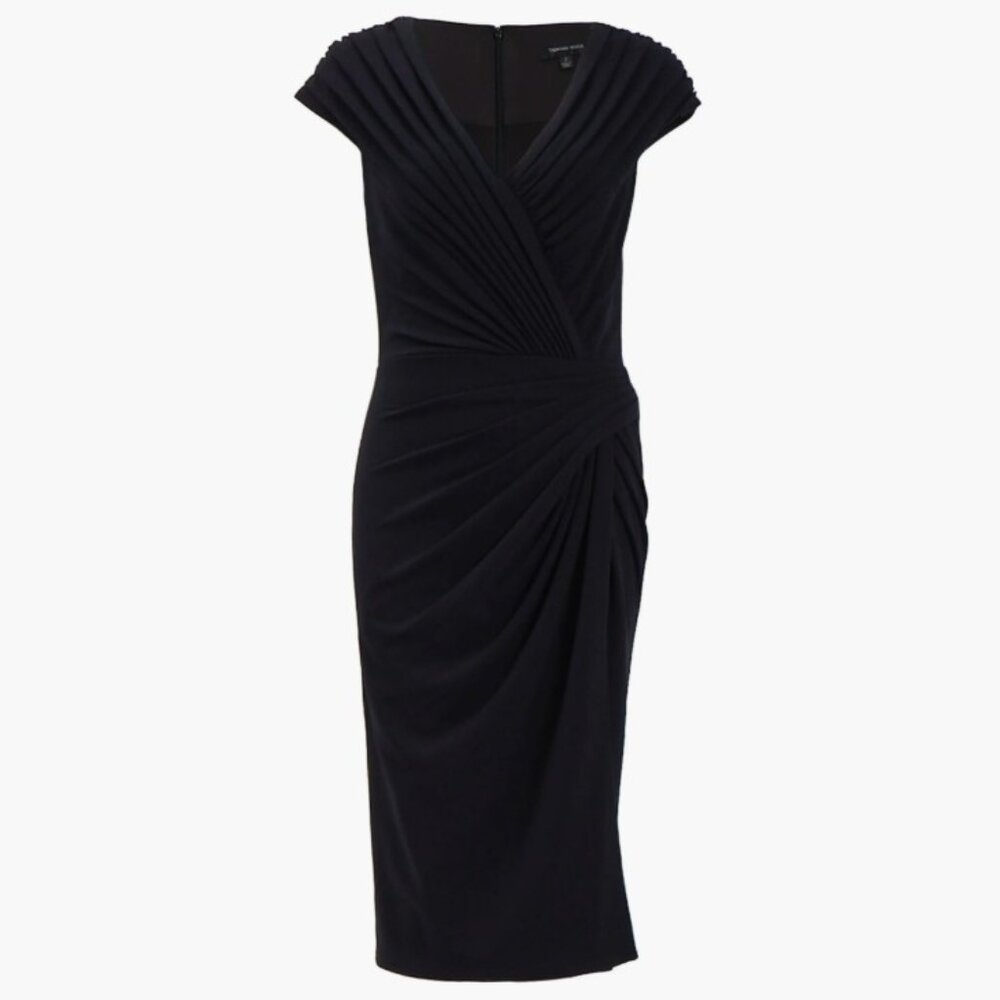 Tadashi Shoji Pleated Crepe Sheath Dress (XL) - Picture 6 of 11